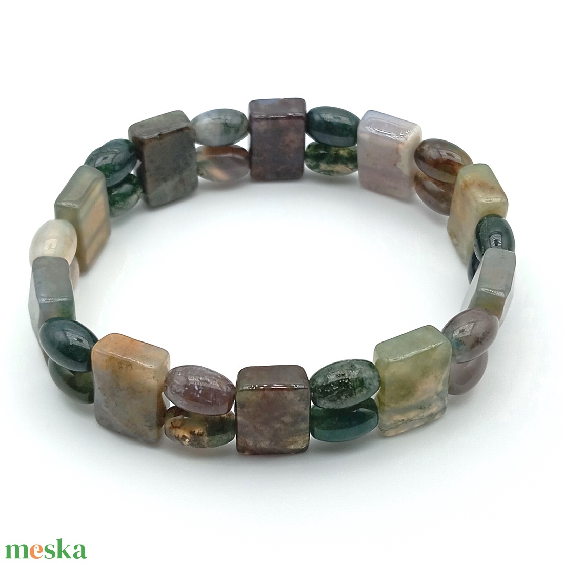 Indiai achát színes kétsoros karkötő - ékszer - karkötő - ásványkarkötő - Meska.hu