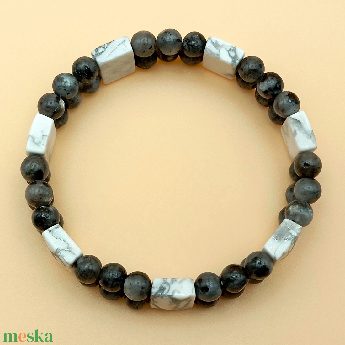 Howlit - Larvikit kétsoros karkötő - ékszer - karkötő - ásványkarkötő - Meska.hu