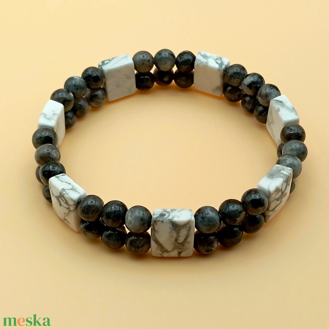 Howlit - Larvikit kétsoros karkötő - ékszer - karkötő - ásványkarkötő - Meska.hu