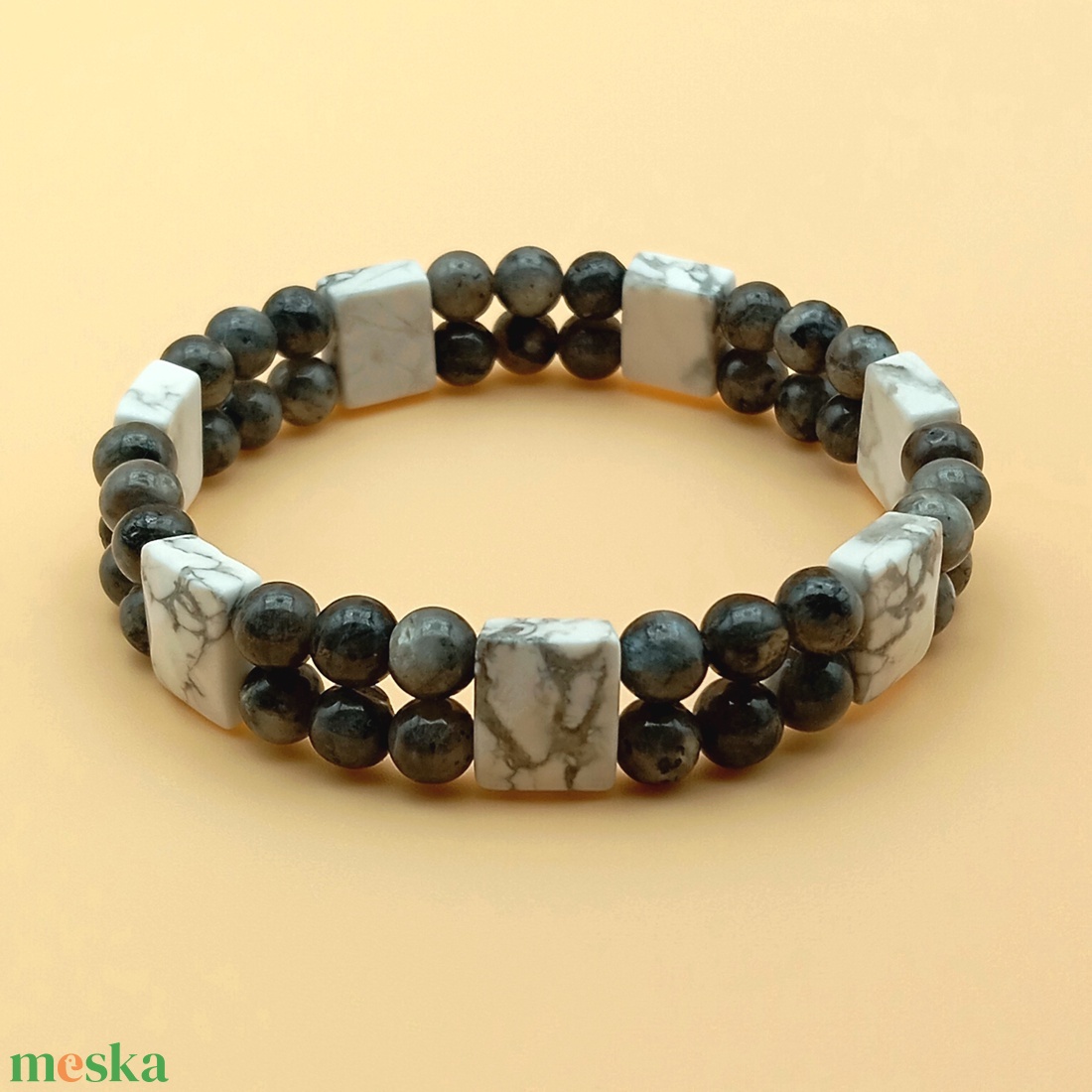 Howlit - Larvikit kétsoros karkötő - ékszer - karkötő - ásványkarkötő - Meska.hu