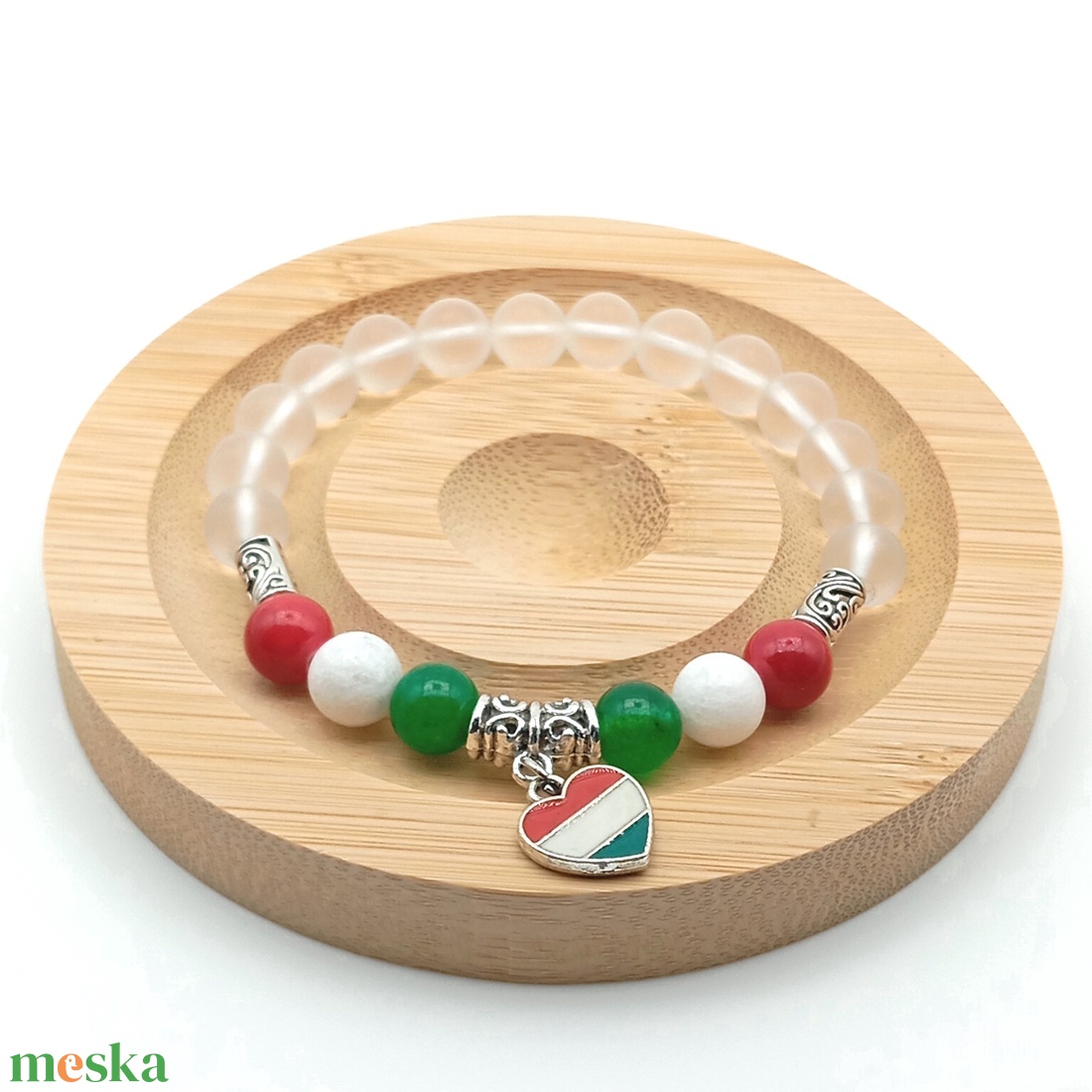 Nemzeti színű - Hegyikristály karkötő - ékszer - karkötő - ásványkarkötő - Meska.hu