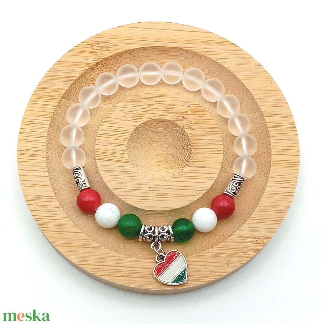 Nemzeti színű - Hegyikristály karkötő - ékszer - karkötő - ásványkarkötő - Meska.hu