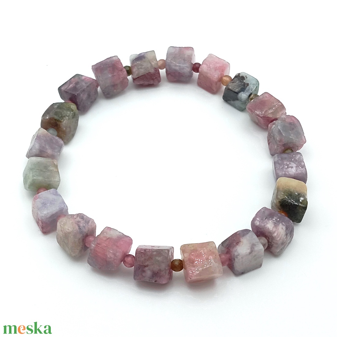 Turmalin szilva kocka karkötő - ékszer - karkötő - ásványkarkötő - Meska.hu