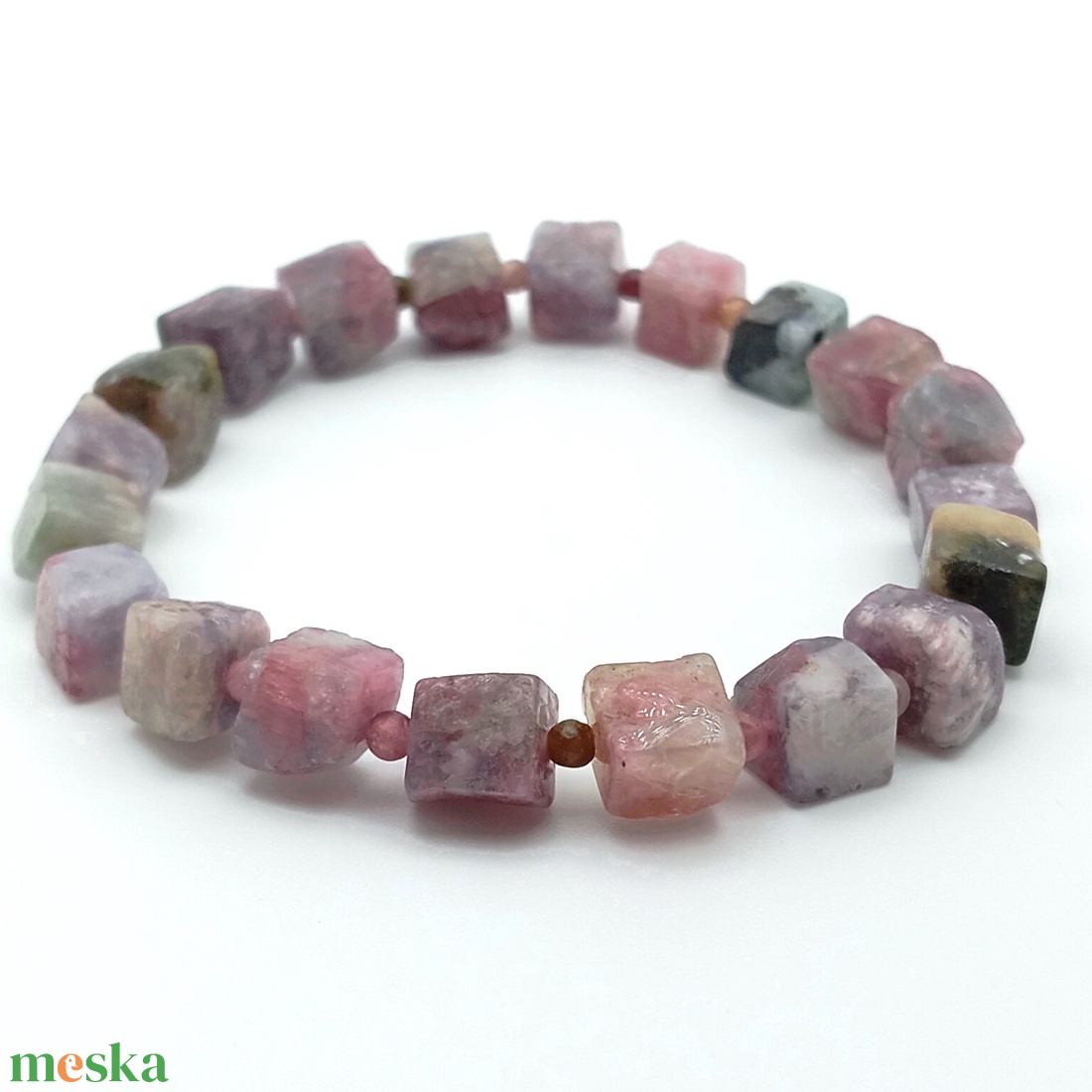 Turmalin szilva kocka karkötő - ékszer - karkötő - ásványkarkötő - Meska.hu