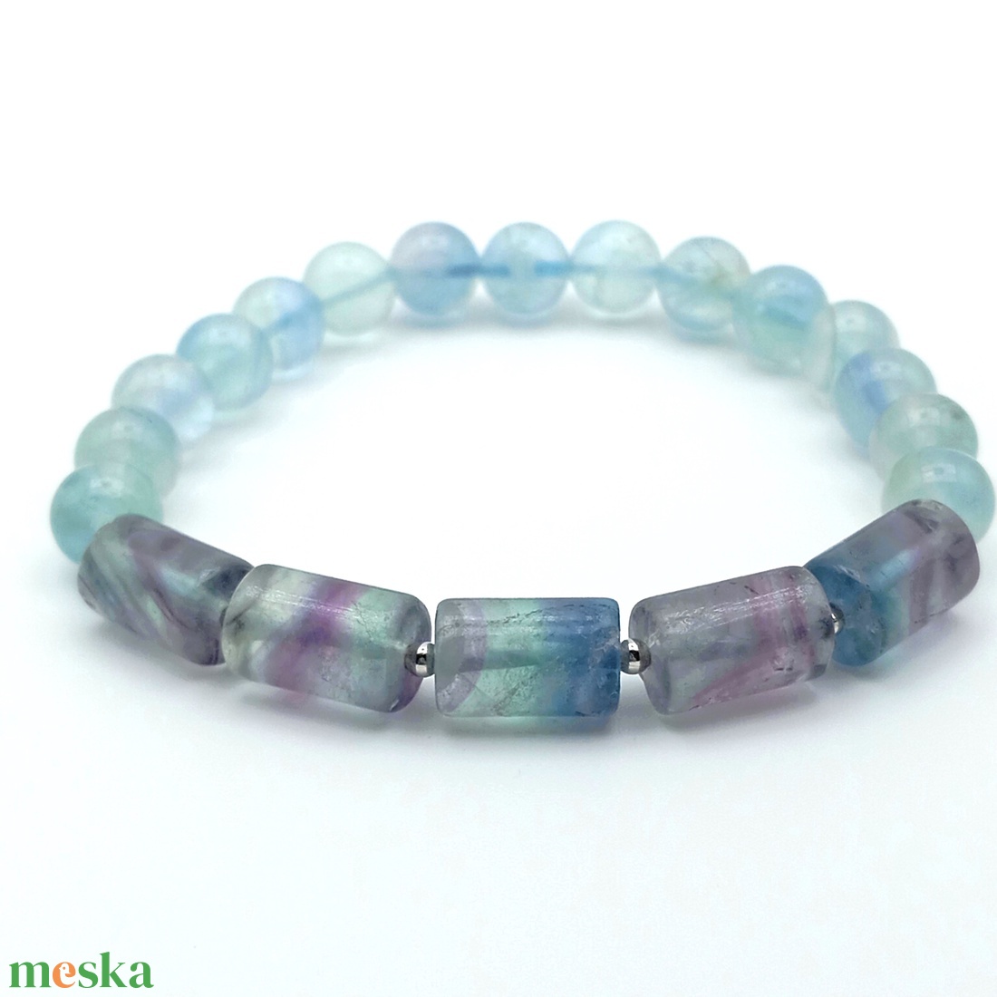 Fluorit - kék karkötő - ékszer - karkötő - gyöngyös karkötő - Meska.hu