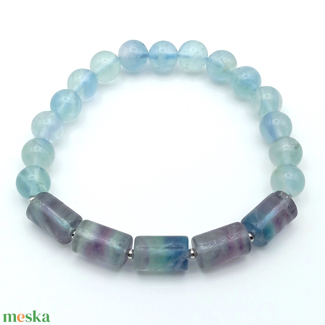 Fluorit - kék karkötő - ékszer - karkötő - gyöngyös karkötő - Meska.hu