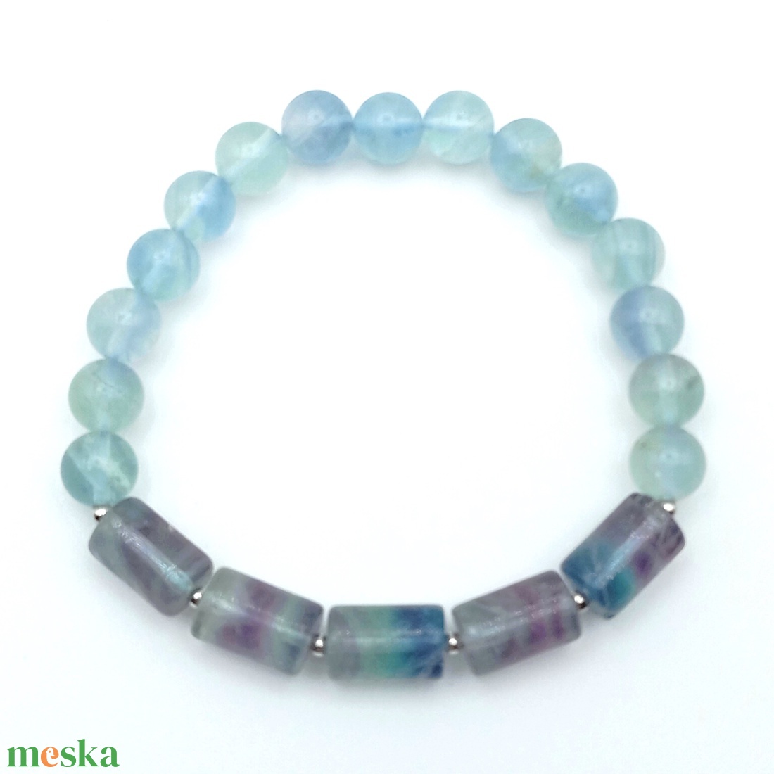 Fluorit - kék karkötő - ékszer - karkötő - gyöngyös karkötő - Meska.hu