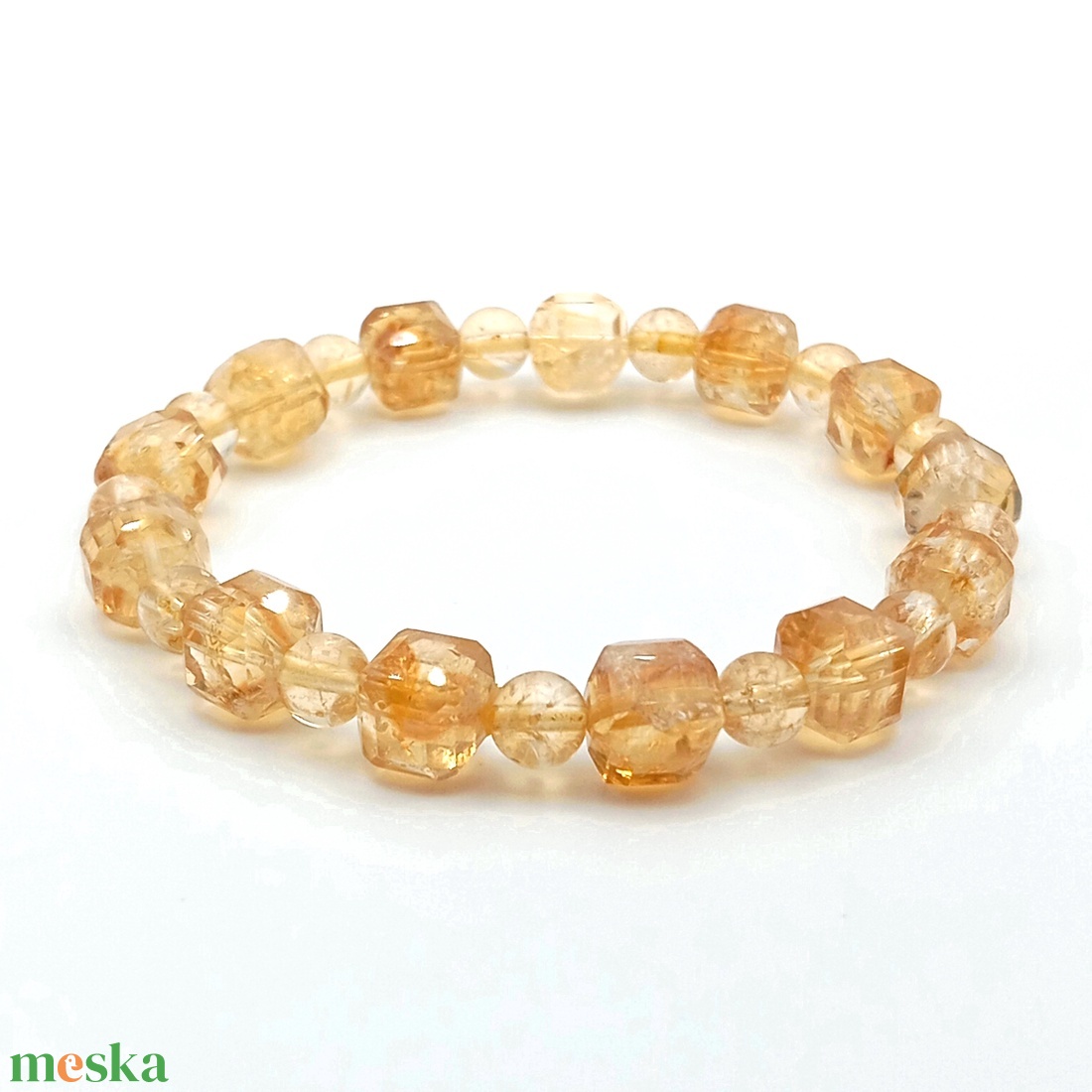 Citrin fazettált kocka karkötő - ékszer - karkötő - ásványkarkötő - Meska.hu
