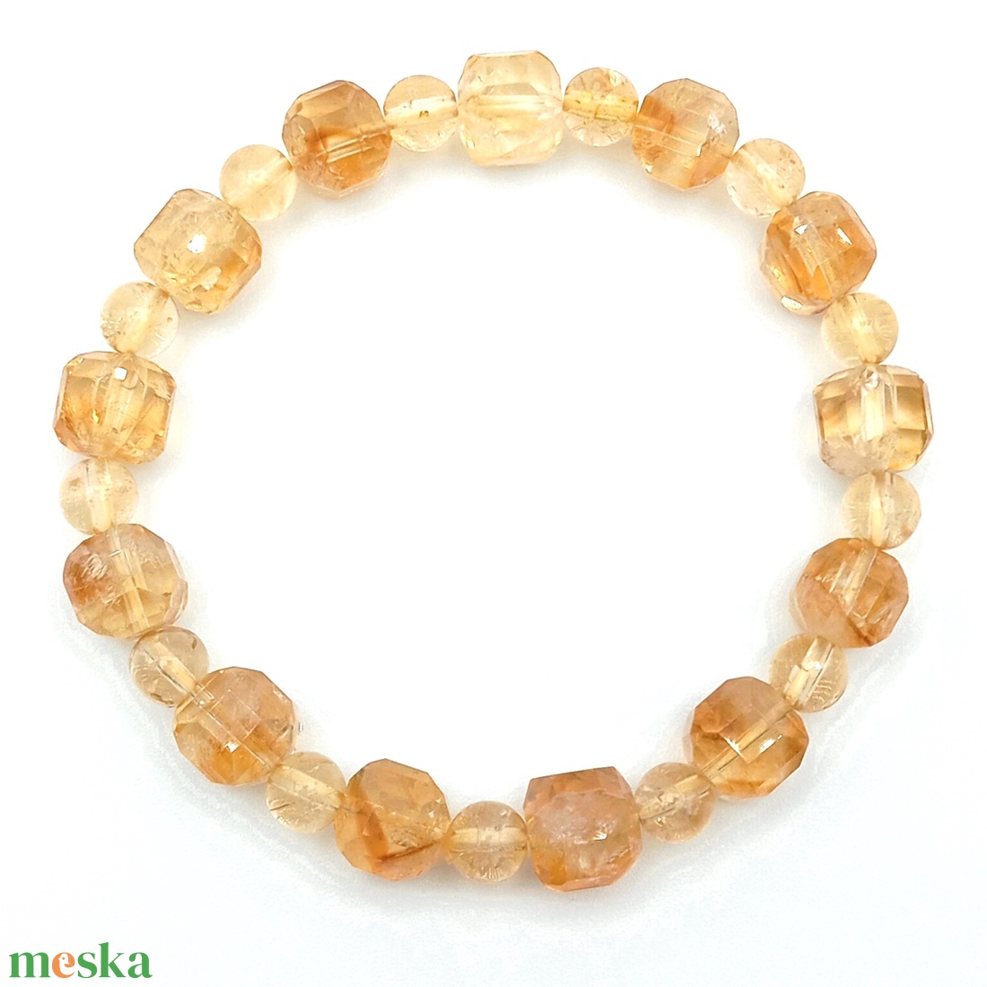 Citrin fazettált kocka karkötő - ékszer - karkötő - ásványkarkötő - Meska.hu
