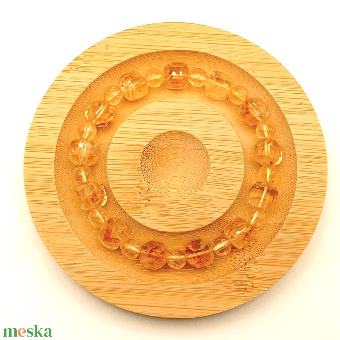 Citrin fazettált kocka karkötő - ékszer - karkötő - ásványkarkötő - Meska.hu