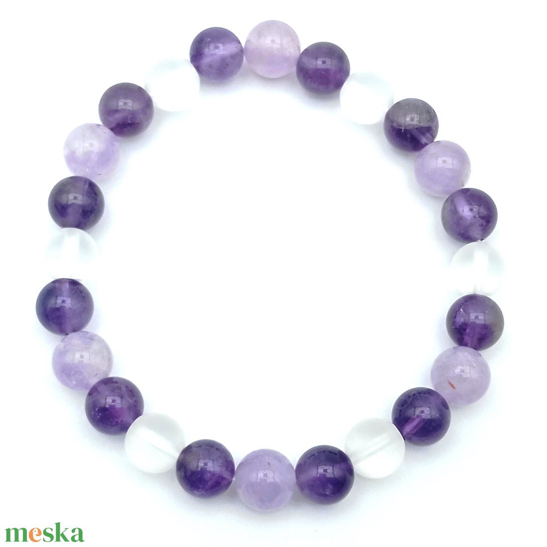 Ametiszt - matt Hegyikristály karkötő - ékszer - karkötő - ásványkarkötő - Meska.hu
