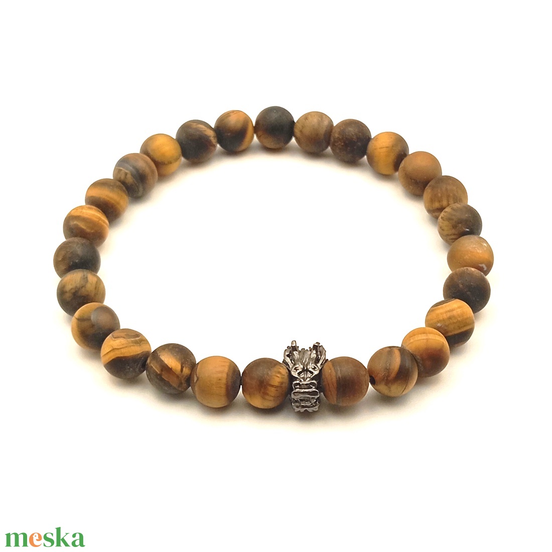 Tigrisszem matt - sárkányfej férfi karkötő - ékszer - karkötő - ásványkarkötő - Meska.hu