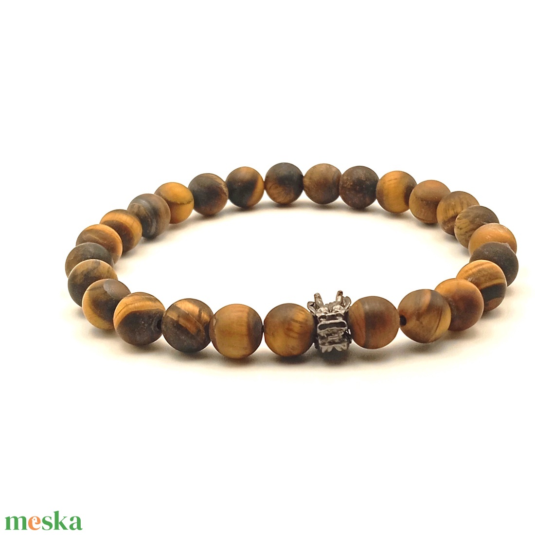 Tigrisszem matt - sárkányfej férfi karkötő - ékszer - karkötő - ásványkarkötő - Meska.hu