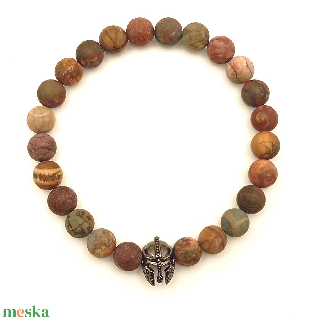 Picasso jáspis matt - spártai sisak férfi karkötő - ékszer - karkötő - ásványkarkötő - Meska.hu