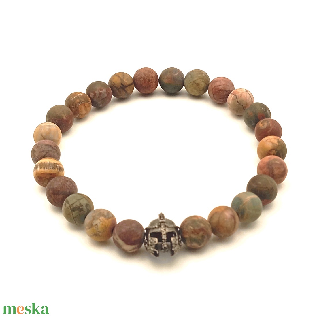 Picasso jáspis matt - spártai sisak férfi karkötő - ékszer - karkötő - ásványkarkötő - Meska.hu