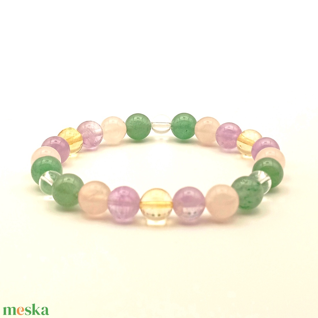 Pasztell színű ásványkarkötő - ékszer - karkötő - ásványkarkötő - Meska.hu
