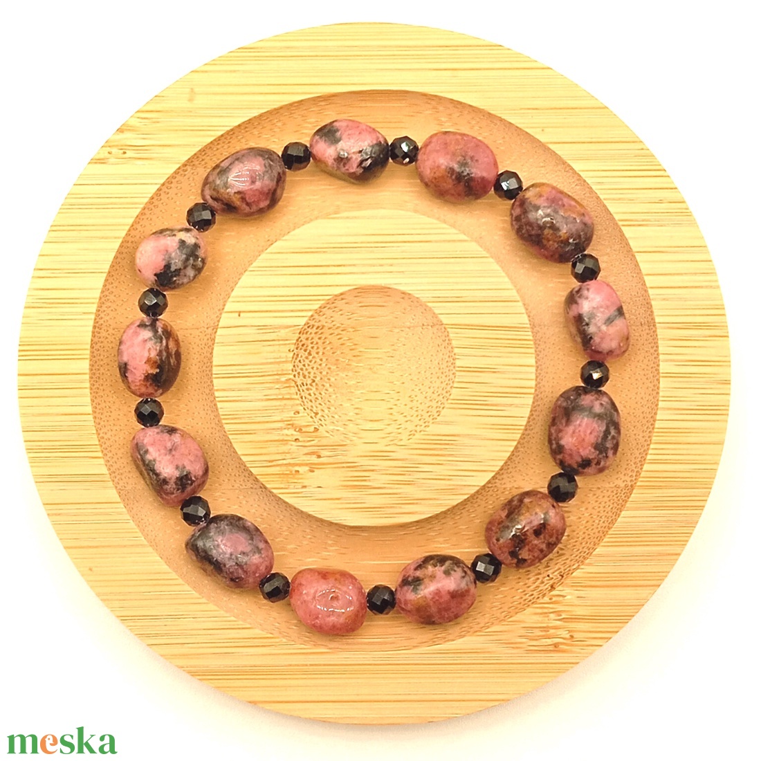 Rodonit nugget karkötő - ékszer - karkötő - ásványkarkötő - Meska.hu