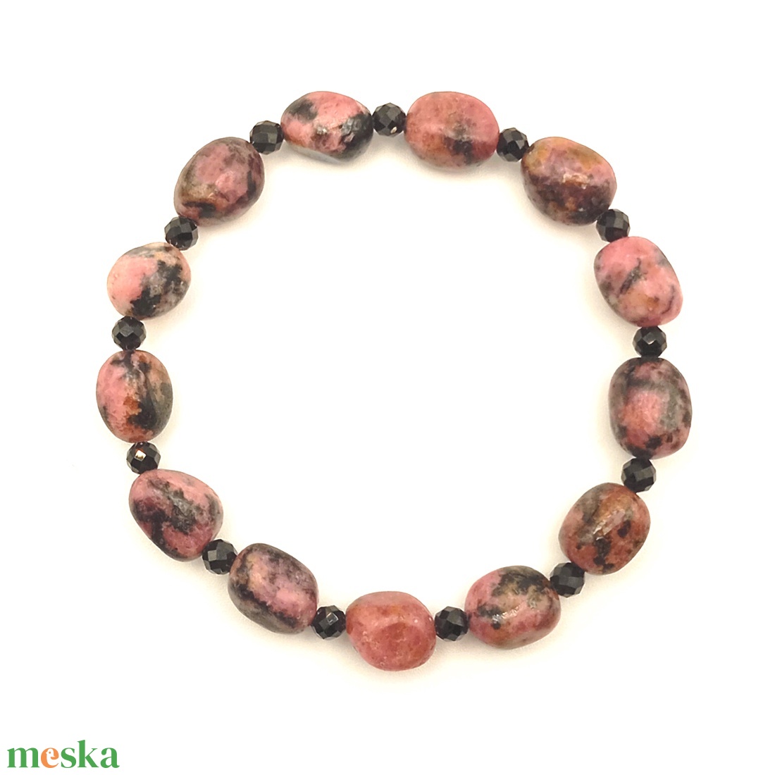 Rodonit nugget karkötő - ékszer - karkötő - ásványkarkötő - Meska.hu