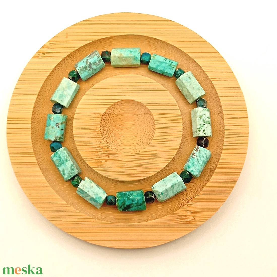 Krizokolla matt hasáb karkötő - ékszer - karkötő - ásványkarkötő - Meska.hu