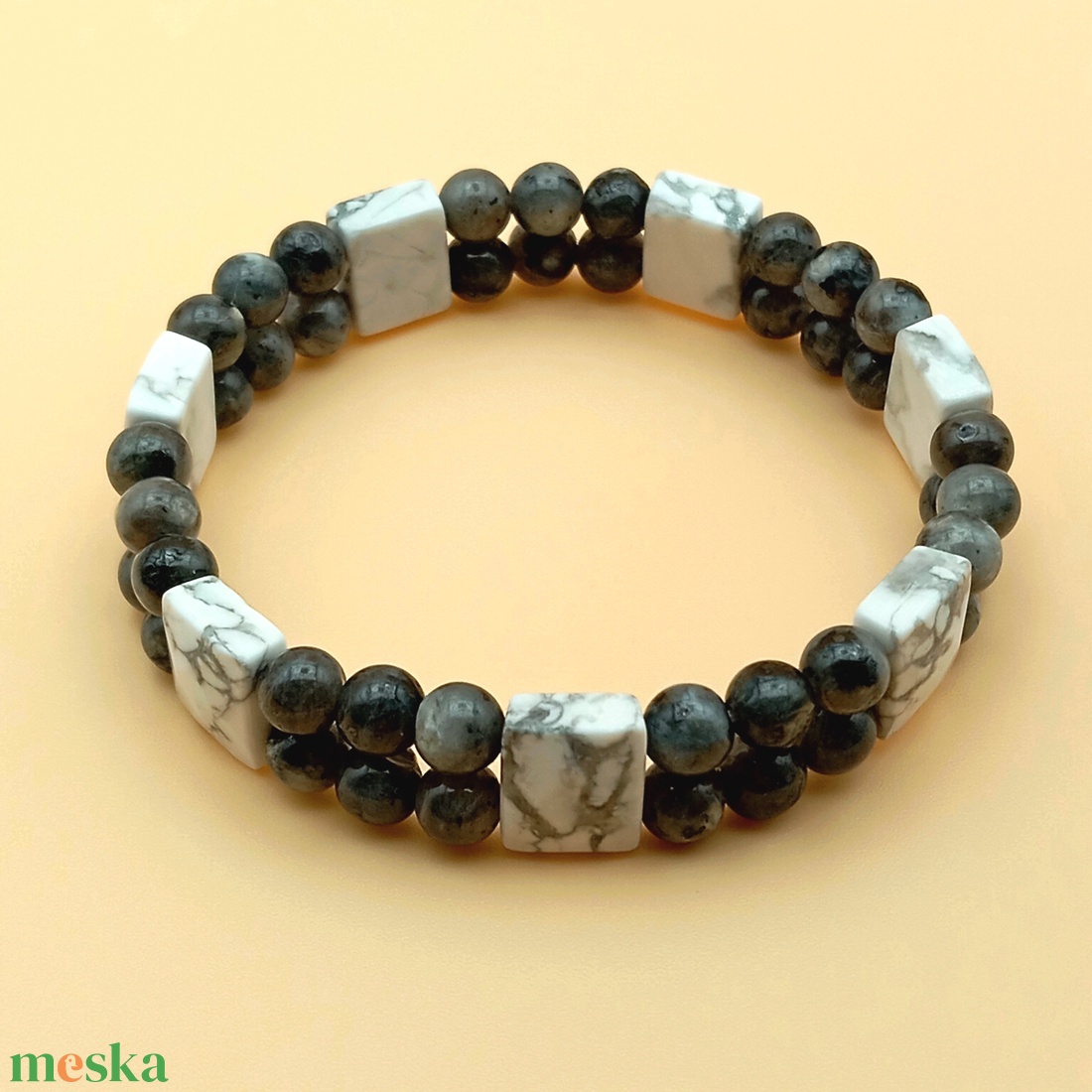 Howlit - Larvikit kétsoros karkötő - ékszer - karkötő - ásványkarkötő - Meska.hu