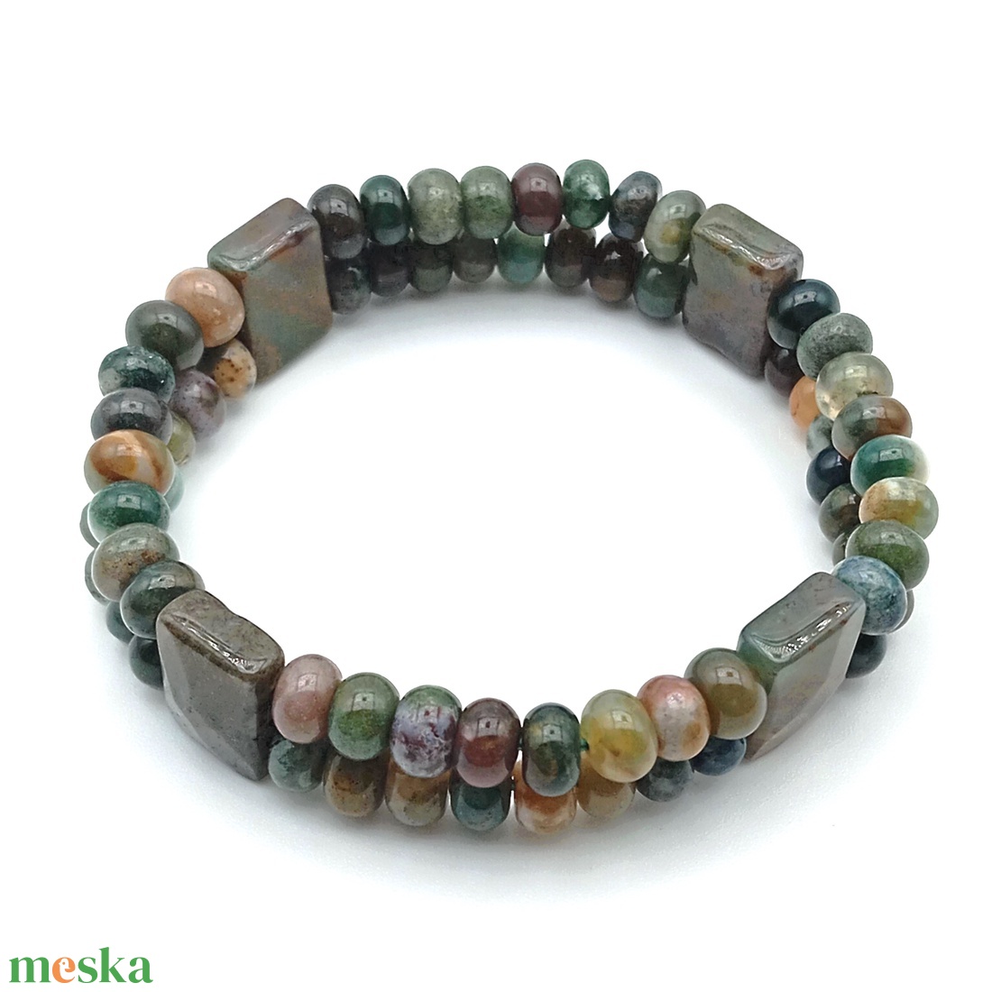 Indiai achát kétsoros karkötő - ékszer - karkötő - ásványkarkötő - Meska.hu