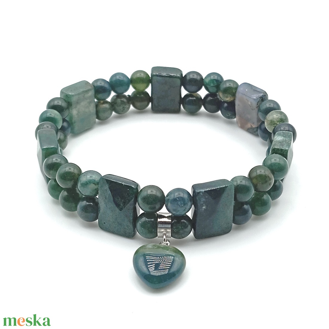 Indiai achát - Mohaachát kétsoros karkötő - ékszer - karkötő - ásványkarkötő - Meska.hu