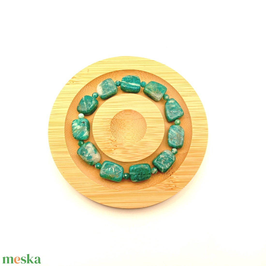 Amazonit nyers maxigyöngyök karkötő - ékszer - karkötő - ásványkarkötő - Meska.hu