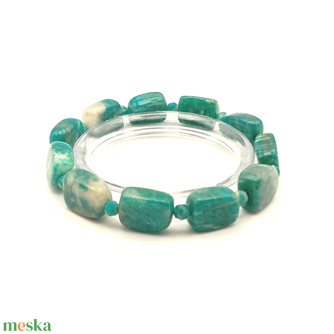 Amazonit nyers maxigyöngyök karkötő - ékszer - karkötő - ásványkarkötő - Meska.hu