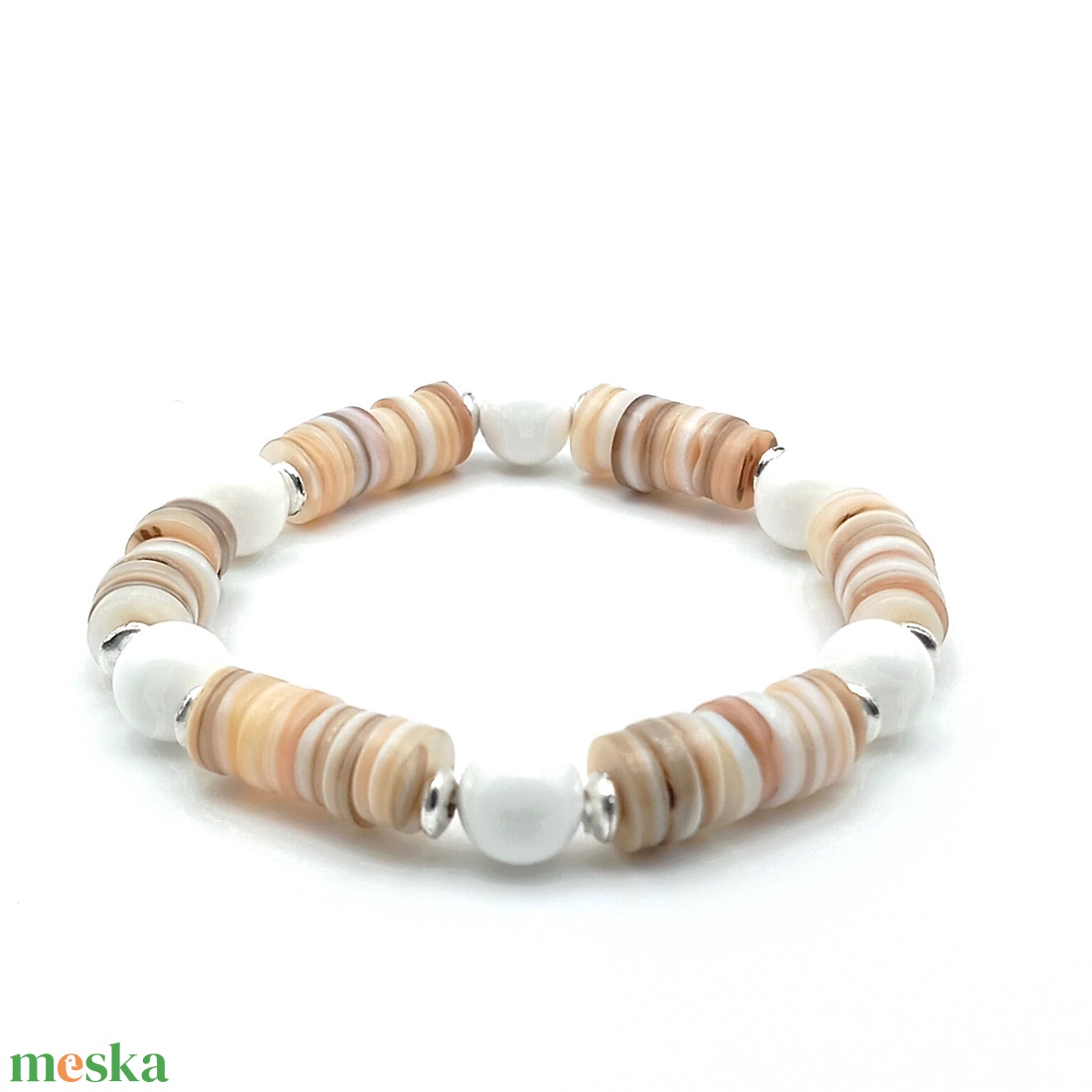 Kagylóhéj heishi karkötő - ékszer - karkötő - gyöngyös karkötő - Meska.hu