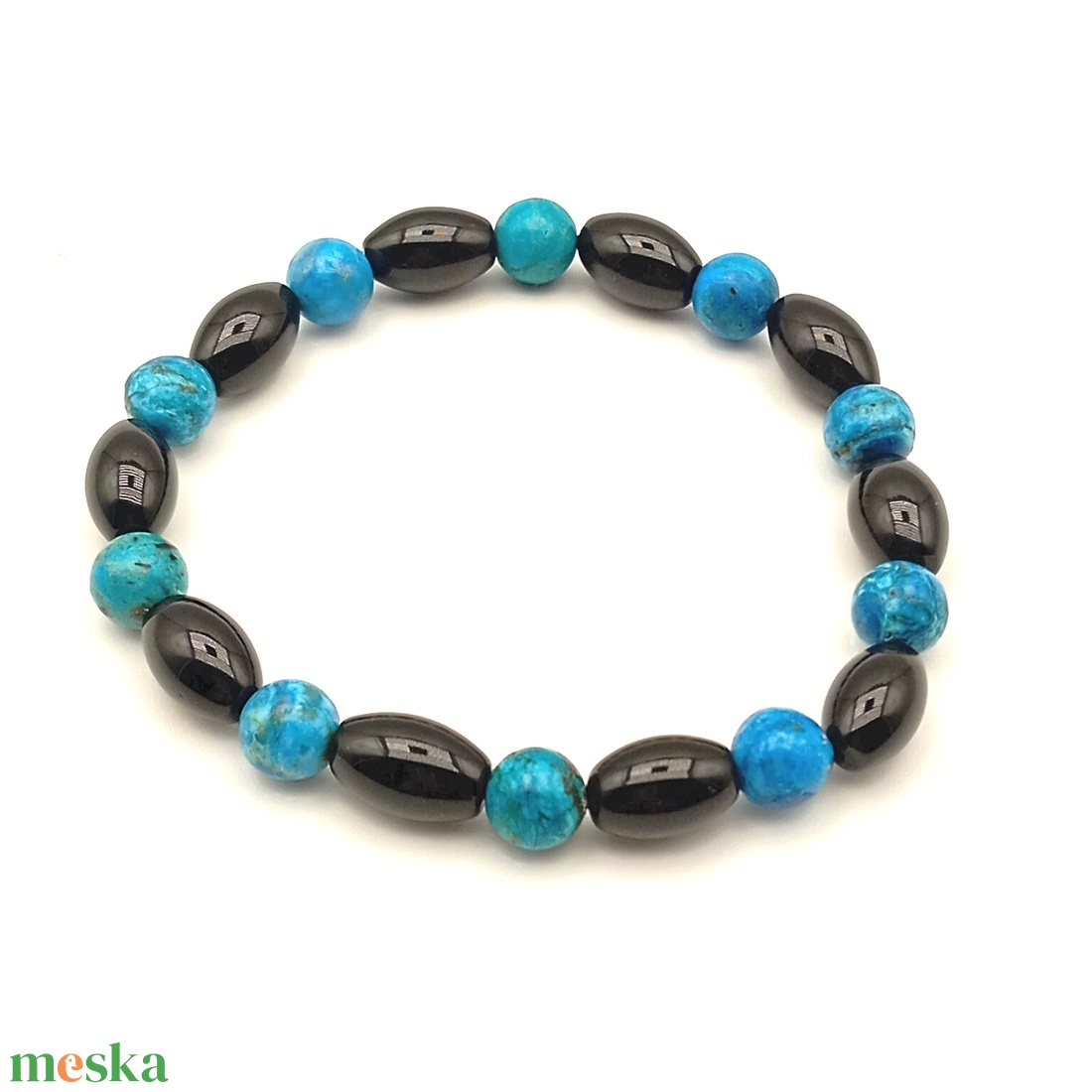 Kék Opál - Ónix karkötő - ékszer - karkötő - ásványkarkötő - Meska.hu