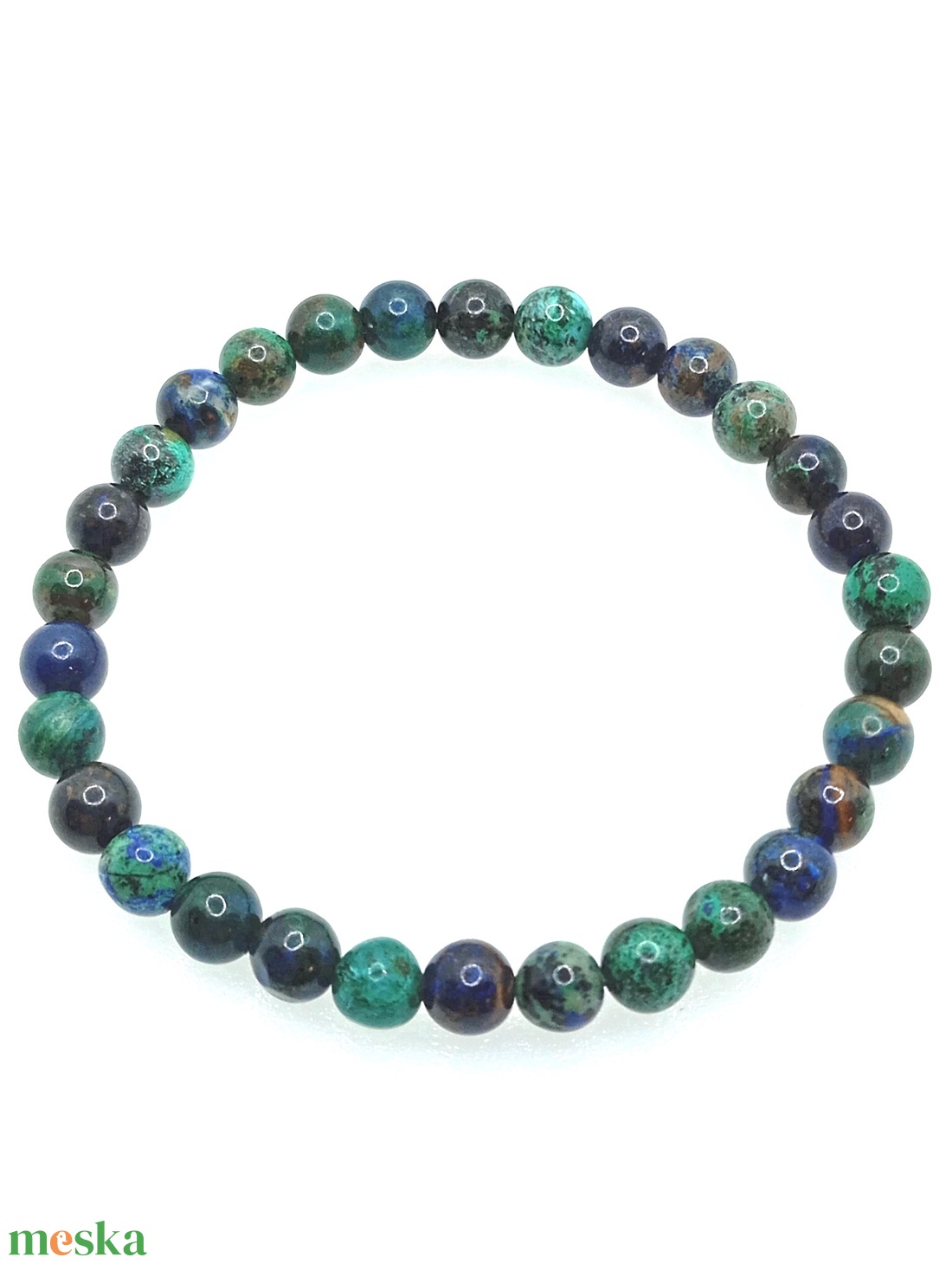 Azurit-malachit 6 mm karkötő - ékszer - karkötő - ásványkarkötő - Meska.hu