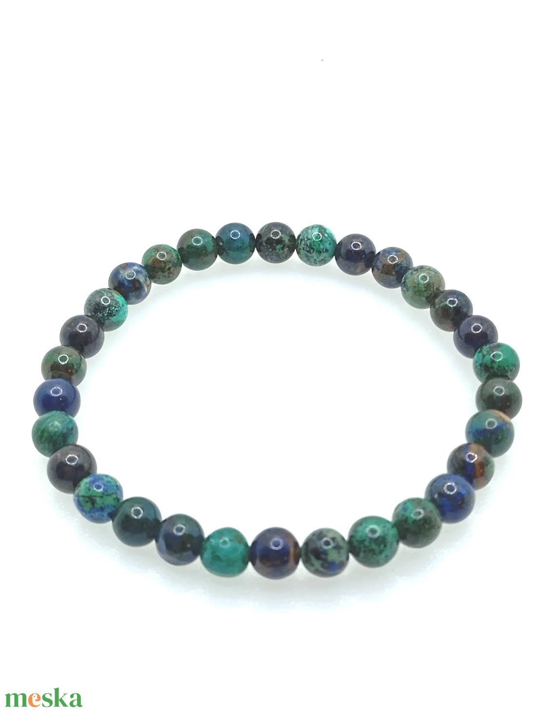 Azurit-malachit 6 mm karkötő - ékszer - karkötő - ásványkarkötő - Meska.hu