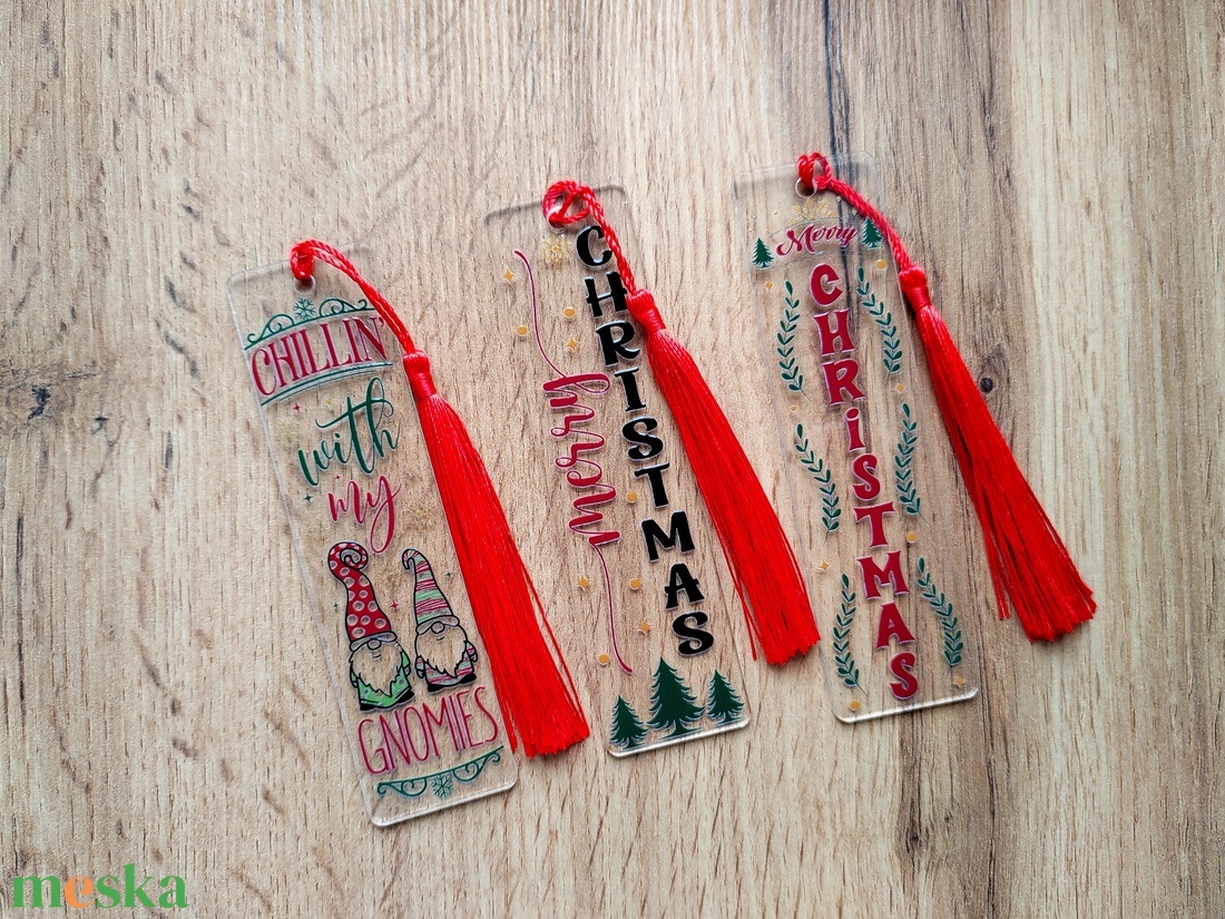 Karácsonyi könyvjelző, piros-zöld - könyv & zene - könyvjelző - Meska.hu