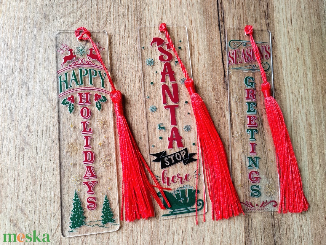 Karácsonyi könyvjelző, piros-zöld - könyv & zene - könyvjelző - Meska.hu