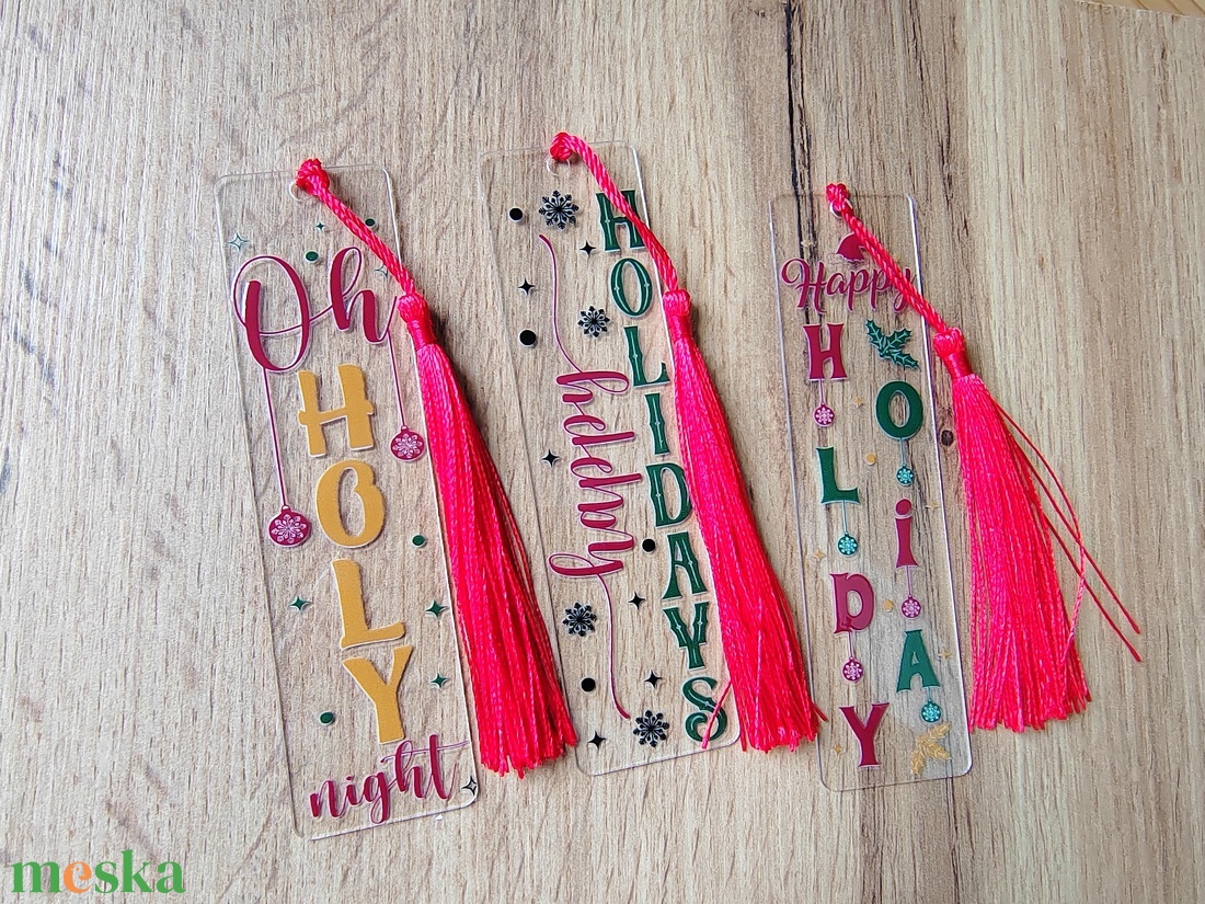 Karácsonyi könyvjelző, piros-zöld - könyv & zene - könyvjelző - Meska.hu