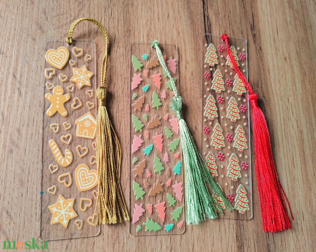 Karácsonyi könyvjelző, színes - könyv & zene - könyvjelző - Meska.hu