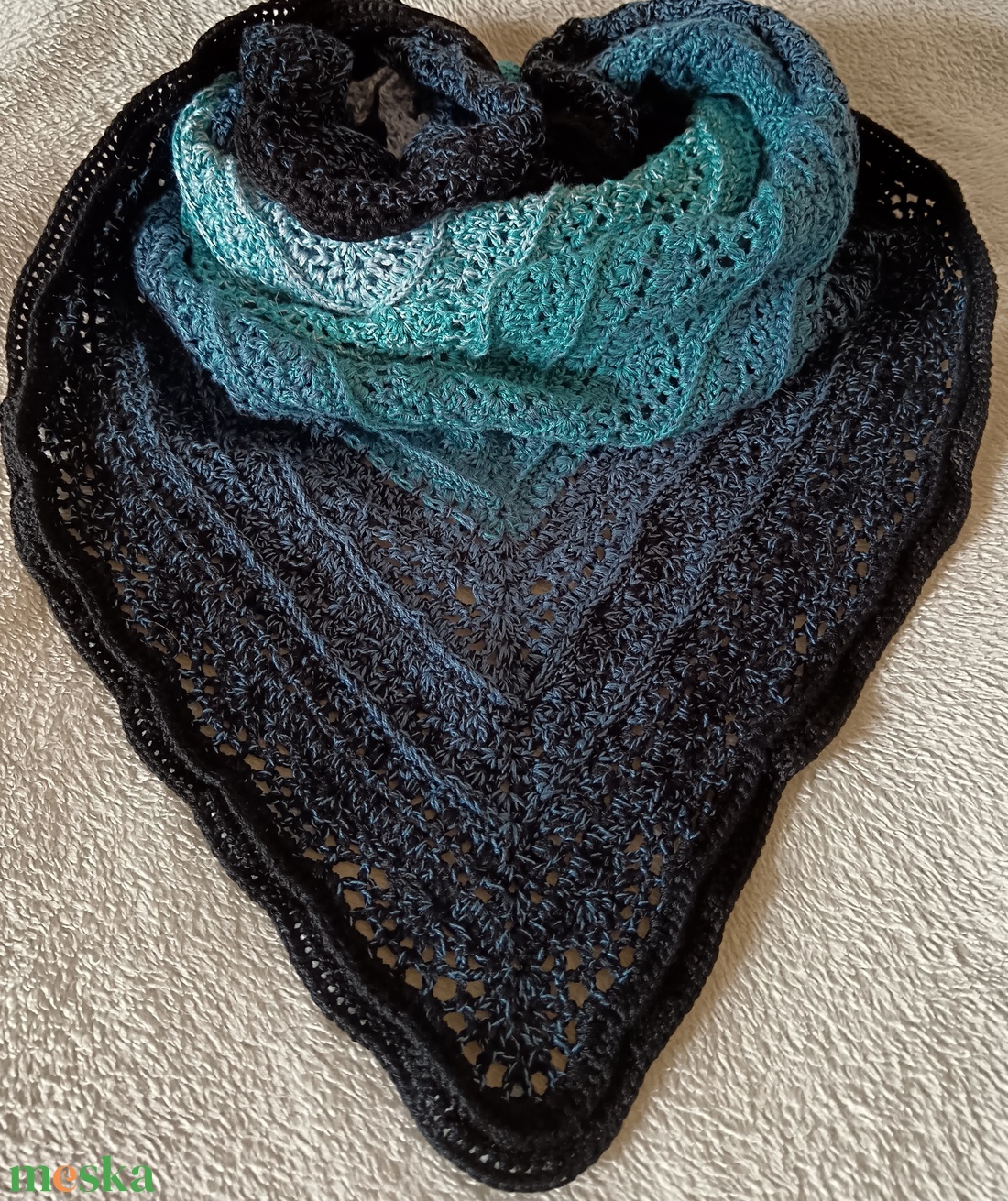 Horgolt vállkendő Tenger  - ruha & divat - sál, sapka, kendő - kendő - Meska.hu