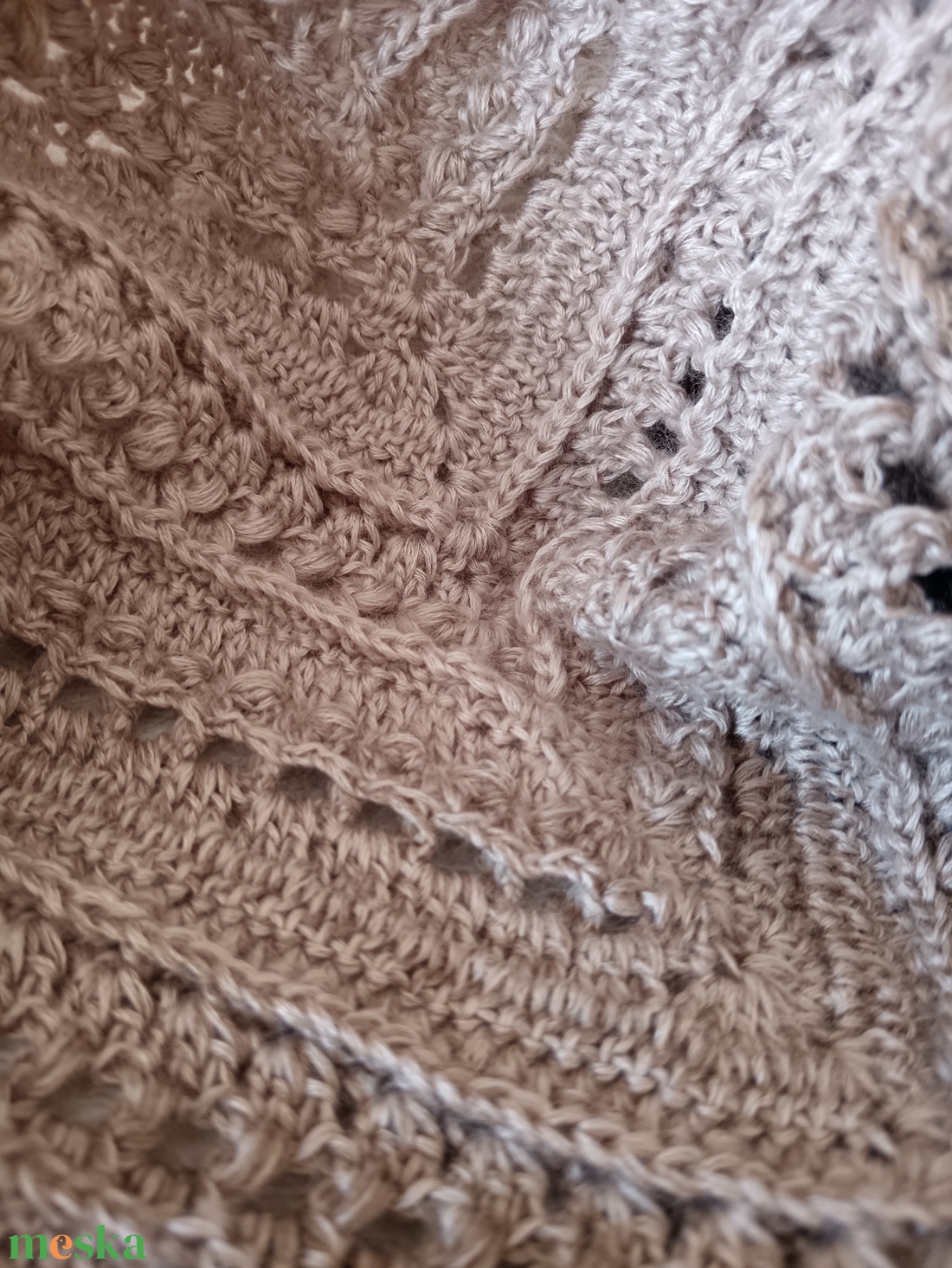 Horgolt vállkendő Mokka  - ruha & divat - sál, sapka, kendő - vállkendő - Meska.hu