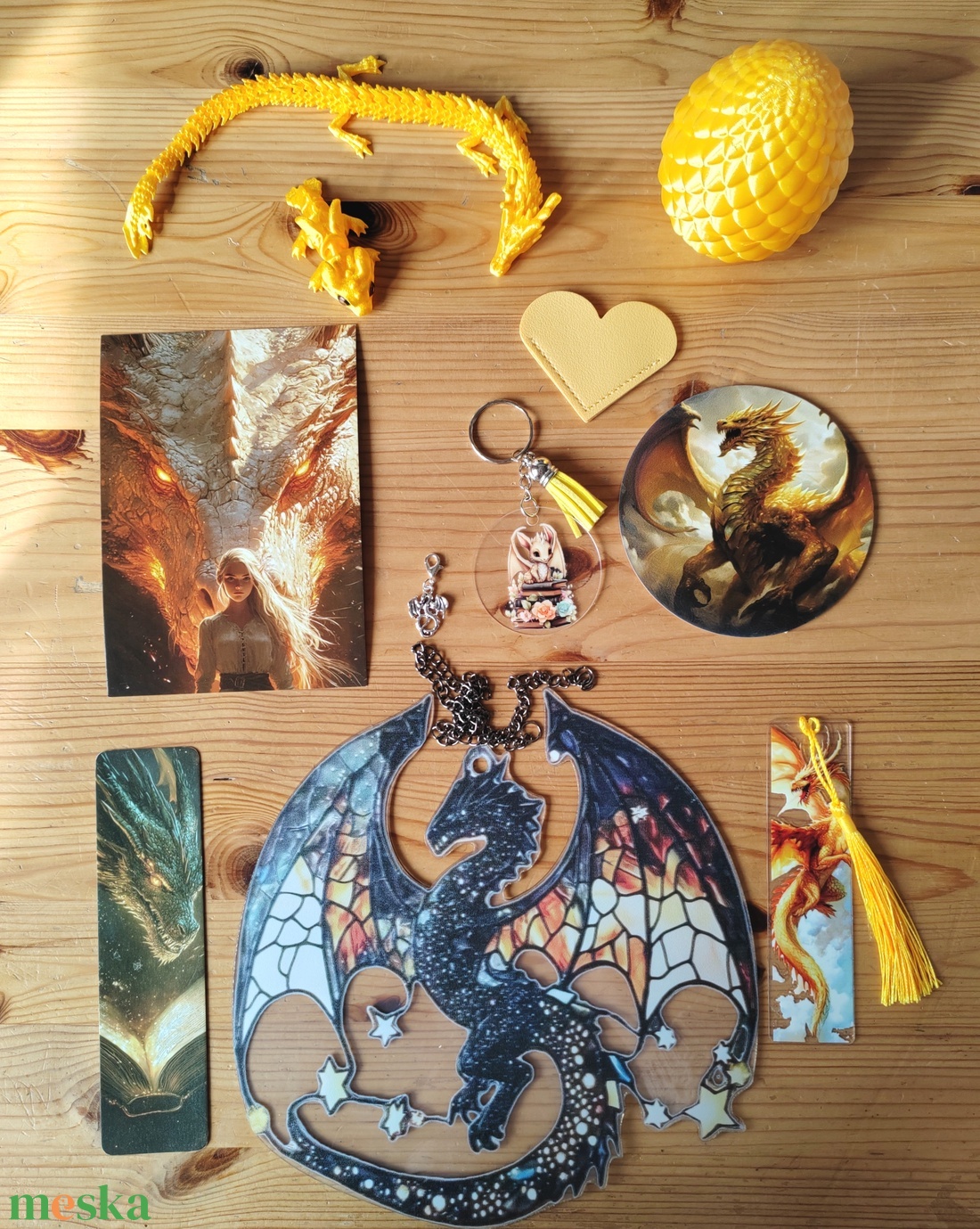 Összekészített csomag: sárkányos, arany/sárga - kellékek & szerszámok - dekorációs kellékek - figurák - Meska.hu