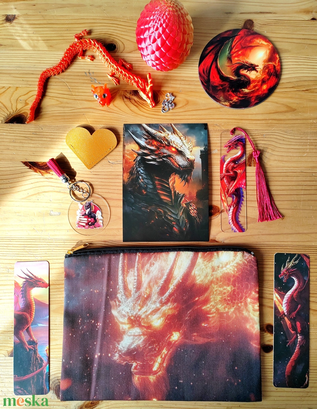 Összekészített csomag: sárkányos, piros/narancs - kellékek & szerszámok - dekorációs kellékek - figurák - Meska.hu