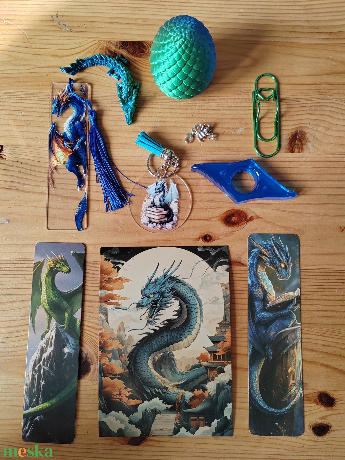 Összekészített csomag: sárkányos, kék/zöld - kellékek & szerszámok - dekorációs kellékek - figurák - Meska.hu