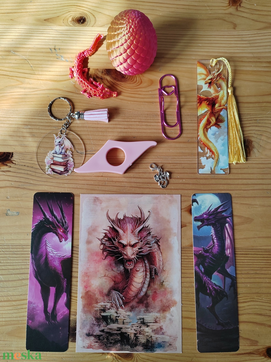 Összekészített csomag: sárkányos, rózsaszín-sárga - kellékek & szerszámok - dekorációs kellékek - figurák - Meska.hu