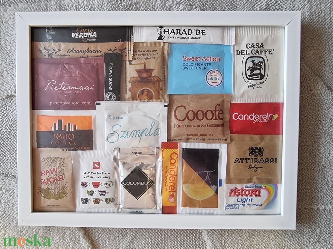 Fehér keretes cukorkép. 24 x 18 cm. - művészet - kollázs - Meska.hu