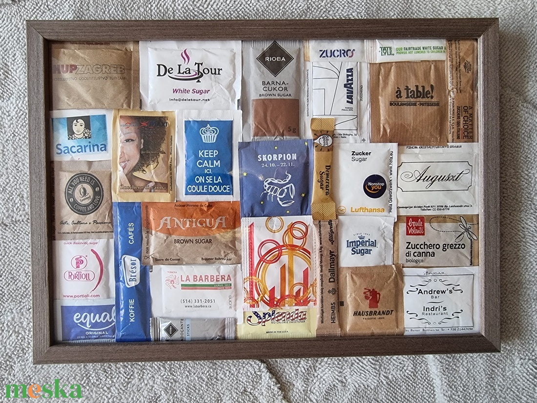 Barna keretes cukorkép. 30 x 20 cm. - művészet - kollázs - Meska.hu
