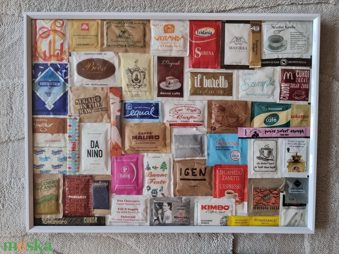 Fehér keretes cukorkép. 40 x 30 cm. - művészet - kollázs - Meska.hu