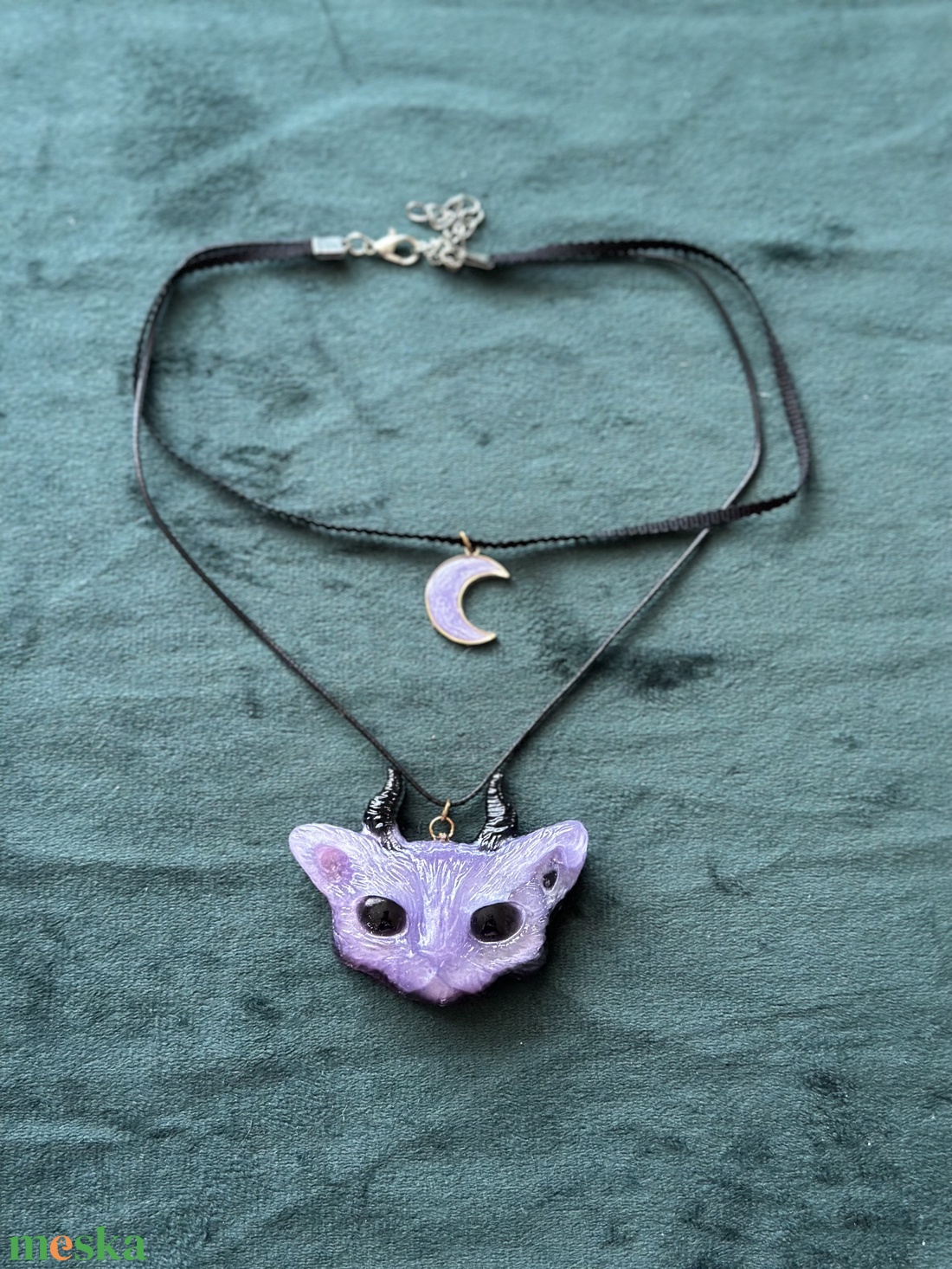 Damon cat and moon - ékszer - nyaklánc - medál - Meska.hu