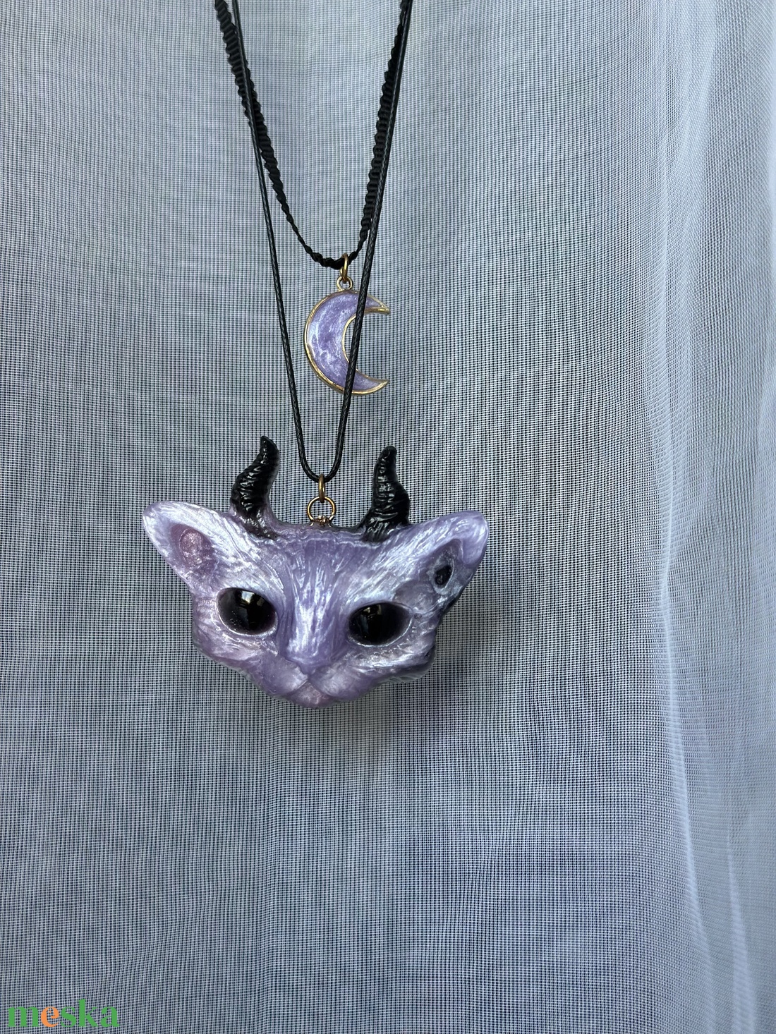 Damon cat and moon - ékszer - nyaklánc - medál - Meska.hu