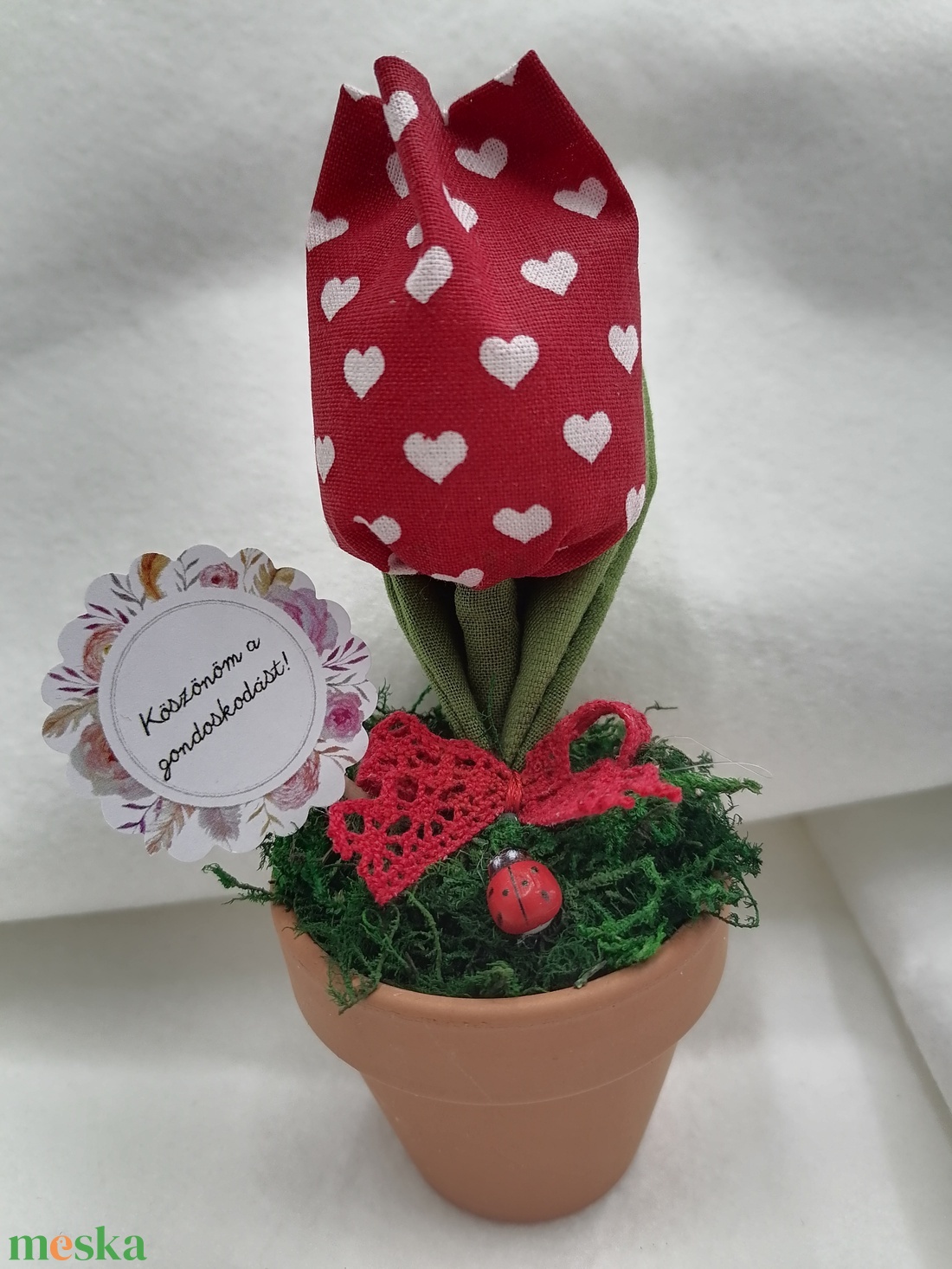 Cserepes textil tulipán - otthon & életmód - dekoráció - dísztárgy - Meska.hu