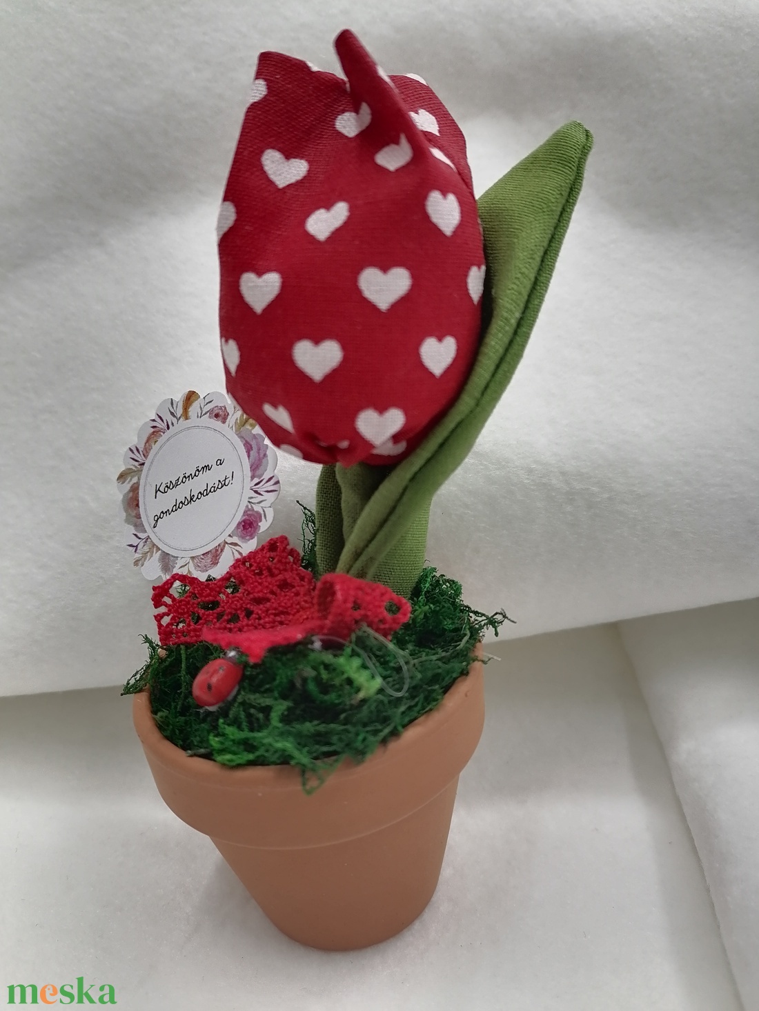 Cserepes textil tulipán - otthon & életmód - dekoráció - dísztárgy - Meska.hu