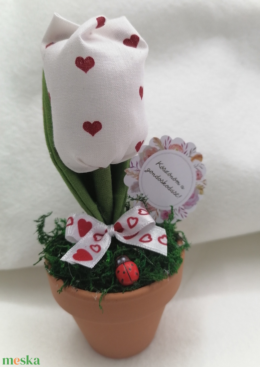 Cserepes textil tulipán - otthon & életmód - dekoráció - dísztárgy - Meska.hu